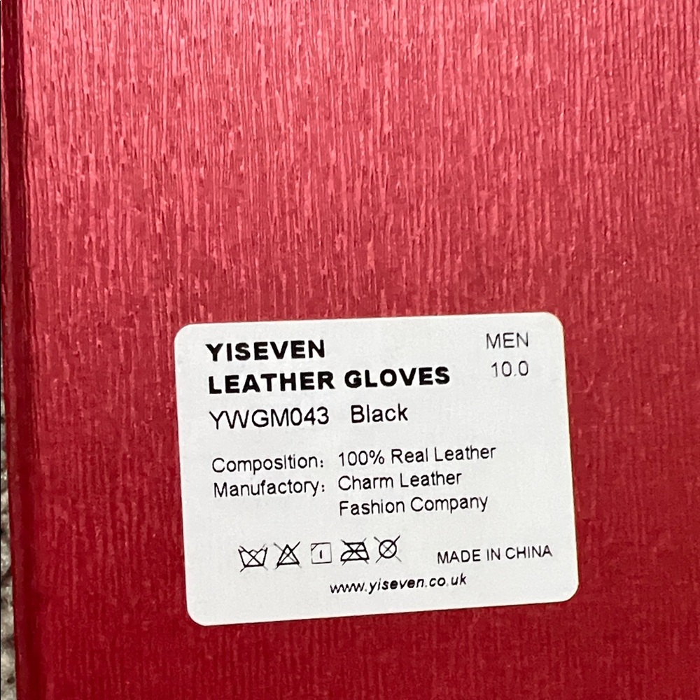Yiseven yi seven Black Leather Gloves men’s fleece fur lined 10 new in box - Picture 3 of 6